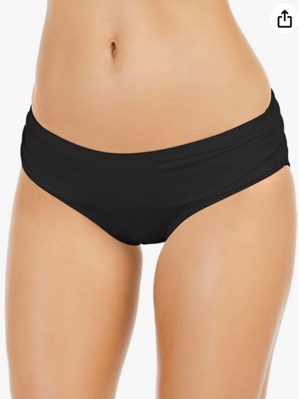 Michael Kors Women's Iconic Solids Shirred Bikini Bottom, Black, M